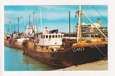 Lowestoft - Trawlers in the Harbour - c1960's Suffolk postcard - Image 1 of 2