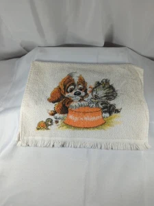 Vintage Wags und Schnurrhaare Badetuch Welpe und Katze selten - Bild 1 von 5