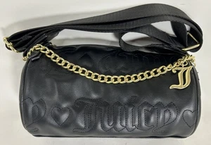 Juicy Couture Purse Barrel Bag Quilted Black Puff Roll Crossbody - Picture 1 of 21