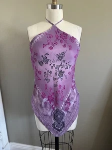 Top halter muñeca bebé Byer vintage para mujer grande flor púrpura hada Y2K - Imagen 1 de 8
