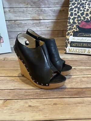 JEAN-MICHAEL CAZABAT NEGRO Plata Tachuelas Punta Abierta Eslinga Trasera CUÑAS TALLA 38 Foto 1 de 4