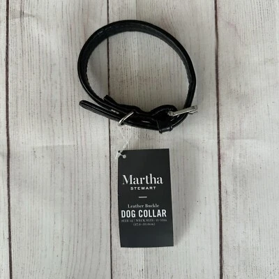 Collar de perro negro Martha Stewart hebilla de cuero talla 12 cuello 11-13 pulgadas 27,9-33 cm Foto 1 de 4