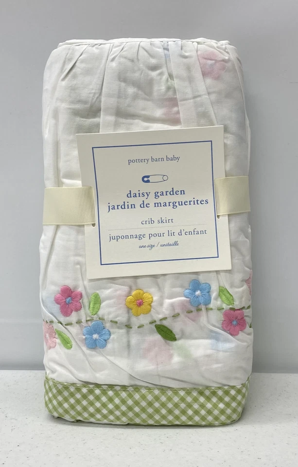 NEW Pottery Barn KIDS BABY Organic Daisy Garden Crib Skirt~Green - Image 1 of 1