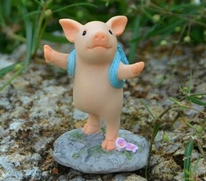Standing Pig with Bag Statue Garden Sculpture Tabletop Figurine Home Decor Gifts - Picture 1 of 2
