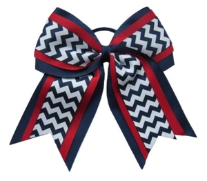 NUEVO ""MARINO ROJO CHEVRON"" Arco de pelo alegre cola de flequillo 3" Cinta Niñas Porristas - Imagen 1 de 1