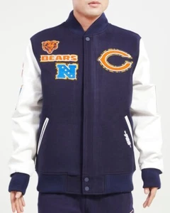 PRO STANDARD CHICAGO BEARS ANIMAL PRINT WOOL VARSITY JACKET SIZE SMALL NEW! - Picture 1 of 4