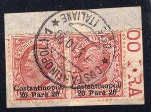 ITALIEN BÜRO IN DER TÜRKEI, YV # 52, PAAR, GEBRAUCHT AUF FRAGMENT, SEHR GUTER ZUSTAND - Bild 1 von 1