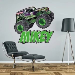 MONSTER TRUCK PERSONALISED WALL STICKER children's boy's bedroom decal art mural - Picture 1 of 1