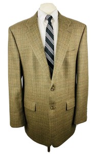 Chaps Ralph Lauren Mens 44L Brown Check Lambswool Blazer Sport Coat Suit Jacket
