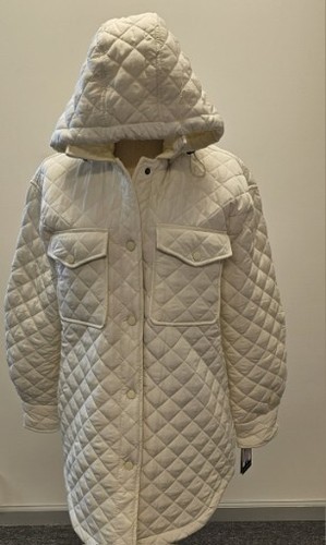 OFF WHITE CAPPOTTO TRAPUNTATO MARCA FORTUNA BIANCO SPORCO TAGLIA MEDIA CAPPUCCIO STACCABILE NUOVO CON ETICHETTE