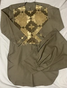 Boys Brown Embroidery Ethnic Asian Afghan Salwar Khameez 28” - Picture 1 of 2