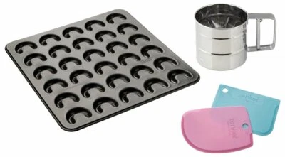 Zenker Vanillekipferl-Set 3tlg. mit 30er Kipferlblech Teigschaber Sieb Kipferl - Bild 1 von 2