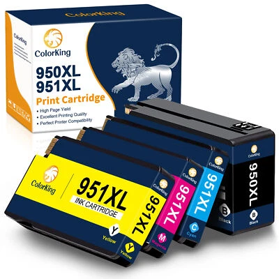 PACK de 4 cartuchos de tinta 950 XL 951 XL para HP OfficeJet Pro 8600 8100 8610 8620 Foto 1 de 4