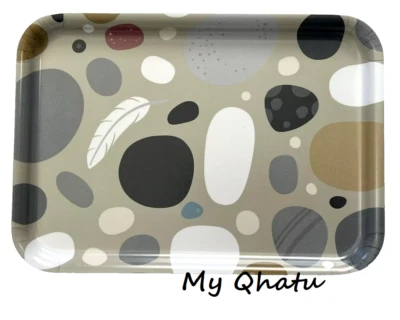 Ikea SOMMARFLOX Tray, Stones/Feather Pattern, Multicolor, 8x11", NEW - Image 1 of 4