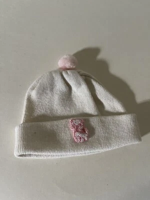 rare 1984 texas knit Foldover beanie hat newborn baby vintage cat patch White - Image 1 of 4