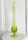 VTG 6952 Viking Glass Lime Diamond Twist Swung Vase Uranium 21.5” Tall RARE MCM