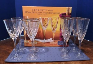 Cristal d'Arques France Eternity Gold 4 Crystal Goblets and 4 Champagne Flutes N - Bild 1 von 7