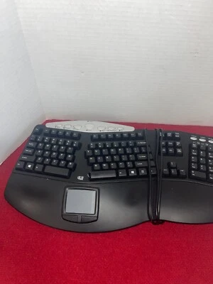 ADESSO PCK-308UB BLACK Wired Ergonomic Multimedia Touchpad Keyboard TESTED WORKS - Image 1 of 4