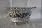 Large Dresden 29cm Open Reticulated Pierced Floral Encrusted Bowl  - VGC