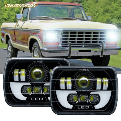 For GMC C1500 C2500 C3500 79-86 Chrome 7x6" 5x7" inch LED Headlight Hi-Lo Beam - Image 1 of 4