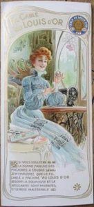 Jugendstil 1890 Etikett Nähmaschine Faden Fil Câblé au Louis d’Or Farblitho - Bild 1 von 1