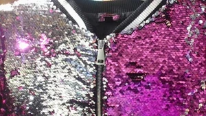 JoJo Siwa Pink & Silver Flip Sequin Bomber Jacket Size XL 14-16 Nickelodeon Coat - Picture 1 of 11