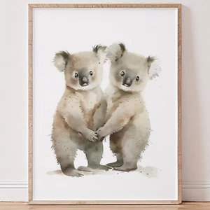 Digital print files (JPGs) for nursery - KOALA twins holding hands. Watercolour - Picture 1 of 6