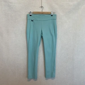 Peck & Peck Pants Womens Petite 8P Mint Pastel Stretch Textured Pull On Cropped - Picture 1 of 14