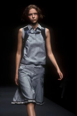 Prada Vintage Archive Spring 1999 Beige Linen Logo Sleeveless Top Shirt S Runway - Image 1 of 4