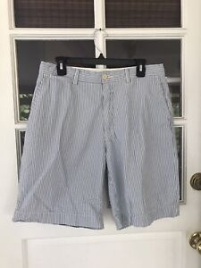 Polo Ralph Lauren Men’s Seersucker Shorts Preppy Blue White 100% Cotton Size 33