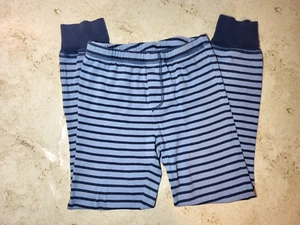 Mini Boden Blue Cotton Striped Pajama Bottoms Elastic Waist Ribbed Ankle 9Y - Picture 1 of 7