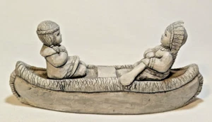 Mount St Helen's volcano Ash Carved canoe Sculpture Native American Chief Squaw - Bild 1 von 19