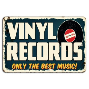 Vinyl Records Only the Best Music Rustic Vintage Metal Sign - Picture 1 of 1