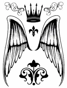 ANGEL WINGS CORONA HOJA GRANDE TAT Tatuaje Temporal - Imagen 1 de 1