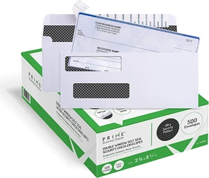 500 Self Seal Quickbooks Double Window Security Check Envelopes - for Business L - Picture 1 of 12