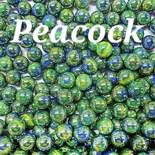 Mega / Vacor Marbles 35 Peacock Marbles 5/8" Primo Glass Marbles Free Dom. Ship.