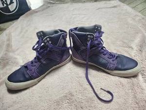 SUPRA Sneakers Women 8 Well Worn Distressed Purple High Top Ladies Thrashed - Picture 1 of 15