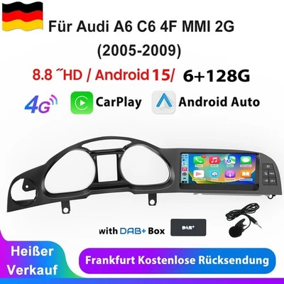 DAB+ Für Audi A6 C6 4F MMI 2G 2005-2009 Carplay Android 15 Multimedia Autoradio - Bild 1 von 4