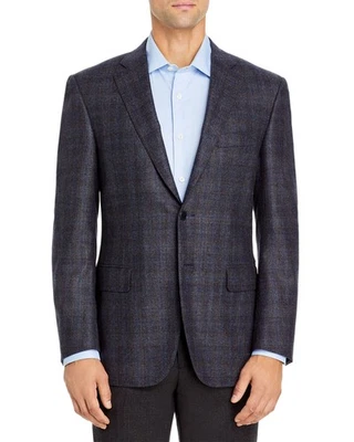Canali Mens Siena Brushed Plaid Wool Sport Coat 44 Regular Blue/Brown IT 54 NWT - Image 1 of 4
