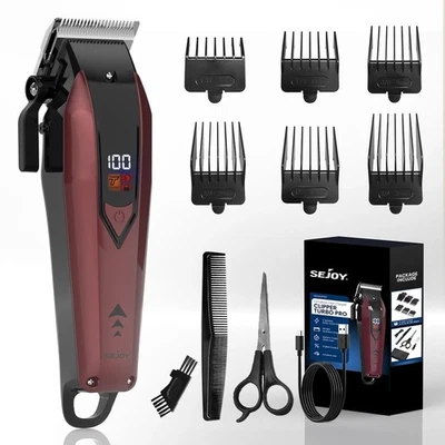 Kit de corte de cabelo masculino profissional sem fio cortadores de cabelo barbeiro - Imagem 1 de 4