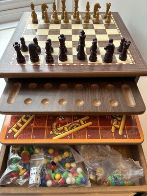 Wooden Games Set Chess Snakes & Ladders, Family Games Centre - Image 1 of 4