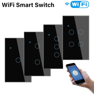 Interruptor de panel de pared de control de luz inteligente 1/2/3/4 para Alexa/Google APP WiFi táctil - Imagen 1 de 4