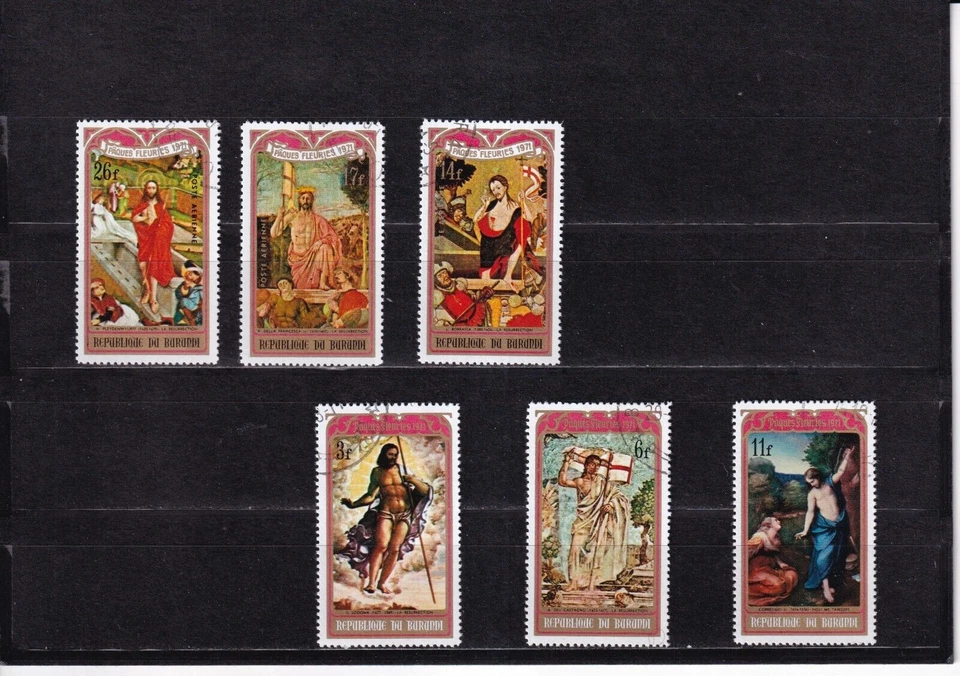 SA34f Burundi 1971  Easter - Religious Paintings used stamps. - Image 1 of 1