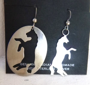 VTG Navajo 2" Earrings Horse Asymmetrical Cut-work Design 925 Sterling Silver - Bild 1 von 4