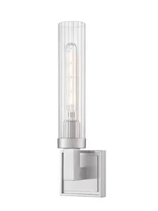 Z-Lite Beau 16.75 in. Brushed Nickel 1 Light Wall Sconce with Clear Ribbed Glass - Picture 1 of 19