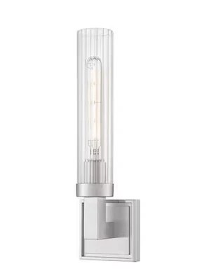 Z-Lite Beau 16.75 in. Brushed Nickel 1 Light Wall Sconce with Clear Ribbed Glass - Image 1 of 4