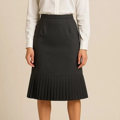 Falda Y2K Pantología Gris Dobladillo Plisado Talla 6 Trabajo Oficina Ropa De Colección Hecha en EE. UU. Foto 1 de 4