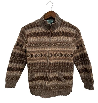 Vtg Ralph Lauren Women's Hand Knit Lama Wool Fair Isle Sweater Cardigan-Petite S - Image 1 of 4