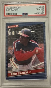 1986 Donruss #280 Rod Carew Hall Of Famer PSA 10 Gem Mint - Bild 1 von 2