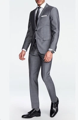 Apt 9 Mens Gray Two Piece Sharkskin Suit Business Size 44L (C) - Image 1 of 4